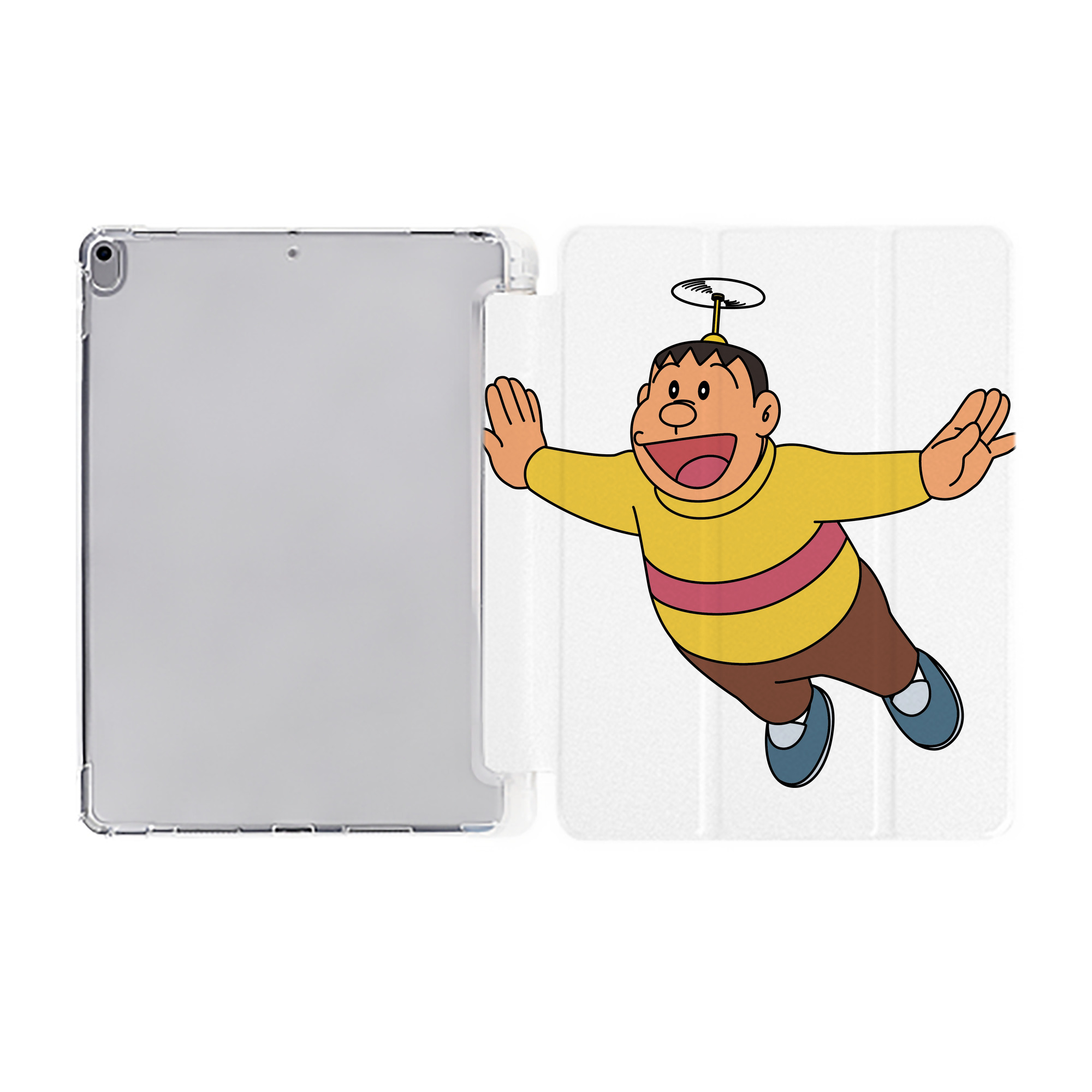 （画像用） ドラえもん 剛田武 Doraemon Gouta Takeshi IPad ケース ペン収納付き 三つ折りスタンド PUレザー×シリコン 対応機種9.5/10.5/10.9インチ